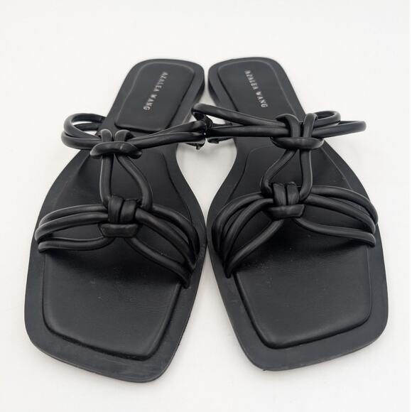 Azalea Wang Stetson Tubular Straps Knot Flat Sandals Women's Black Size US9 EU40 - Picture 2 of 8